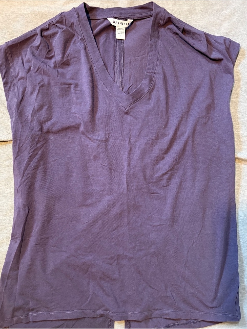 Athleta Women’s M Purple Twist Back Open Back V Neck Athleisure Top